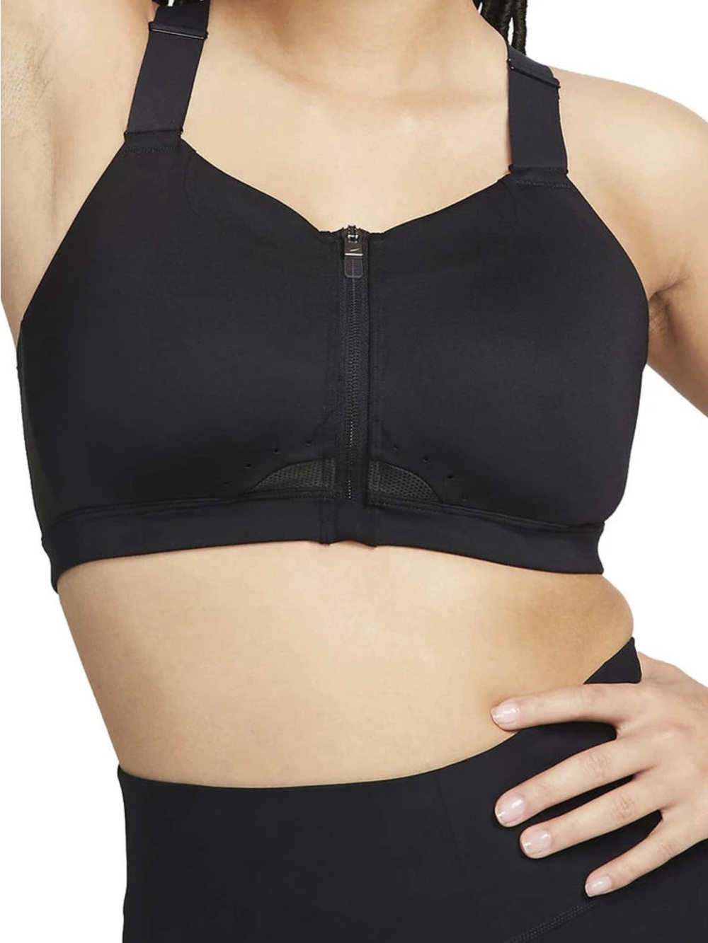 Nike Dri-FIT Alpha High Support Padded Zip Front Sports Bra Black Size M (C-E)